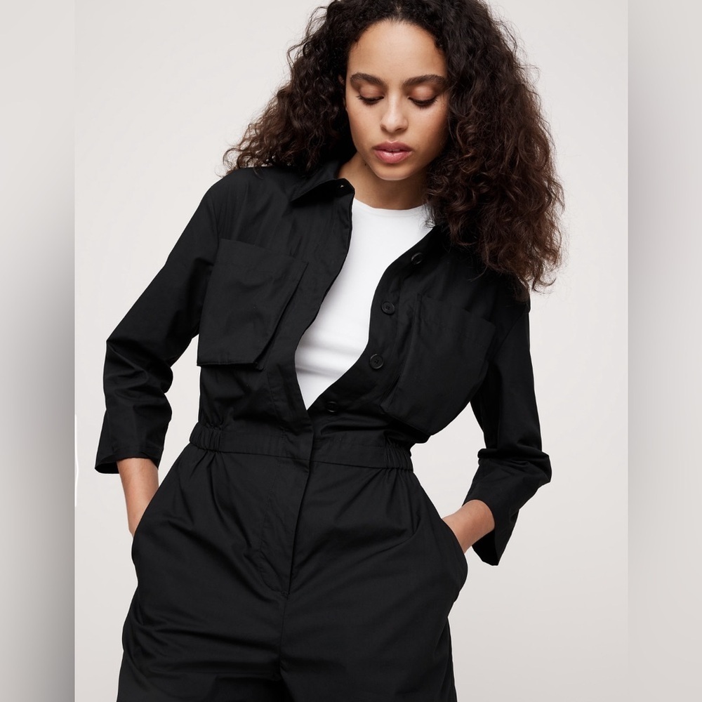 NWT! Banana Republic Black Cotton Poplin Boiler Suit  - Multiple 🍋 - Picture 3 of 4